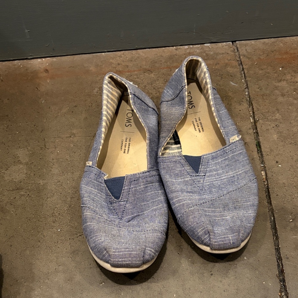 TOMS Blue Chambray Slip-On Espadrilles